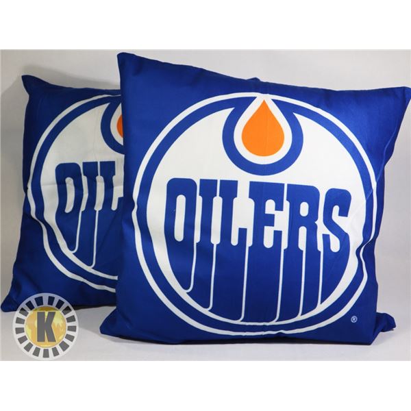 LOT OF TWO ONE OF A KIND OILERS PILLOWS