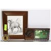 Image 1 : 2 FRAMED ANIMAL ART- 1 PICTURE, 1 DRAWING