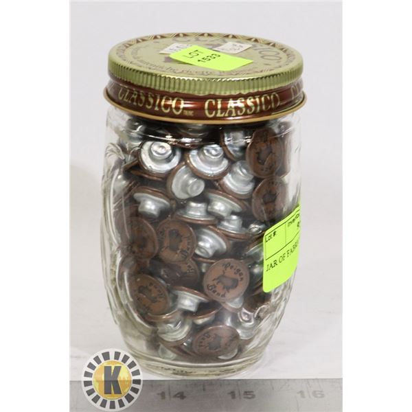 JAR OF FABRIC BUTTONS