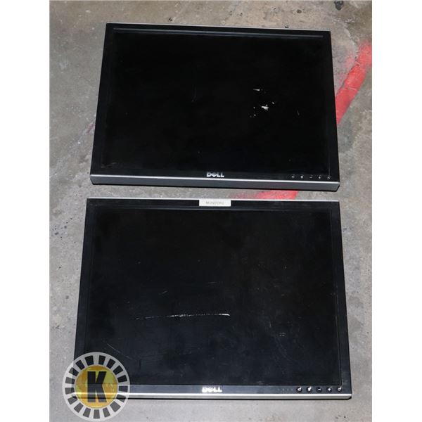 LOT OF 2 20" DELL MONITORS UNTESTED, NO CORDS