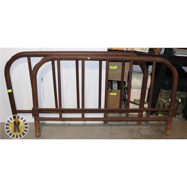 VINTAGE METAL HEADBOARD AND FOOTBOARD