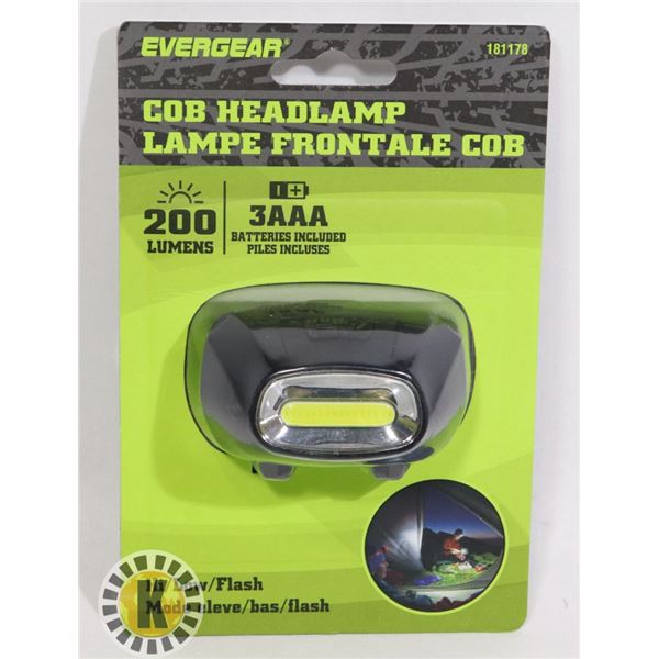 NEW COB HEADLAMP 200 LUMENS BATTERIES INCLUDED