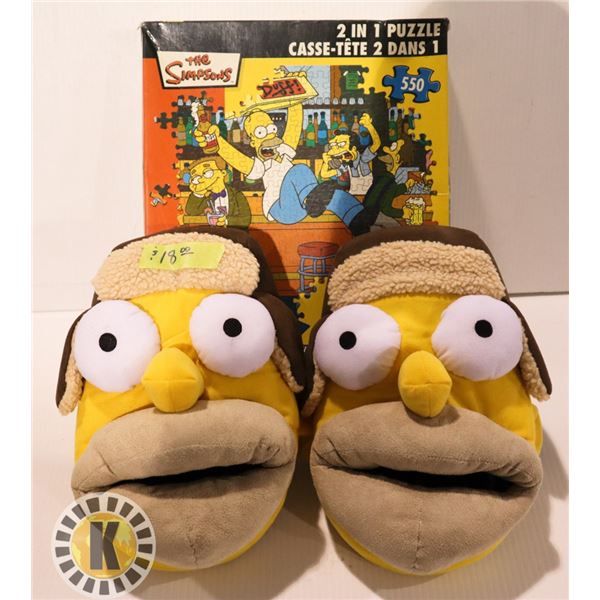 SIMPSON  SLIPPERS AND 2-IN-1 PUZZLE+ LAUNDRY BAG