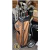 Image 1 : CUSTOM BROWN LEATHER  WHEEL CART WITH CLUBS