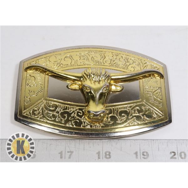 LARGE GOLDEN BULL BELT BUCKLE