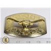 Image 1 : LARGE GOLDEN BULL BELT BUCKLE