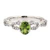 Image 2 : 1.24 ctw Oval Mixed Demantoid Garnet And Round Brilliant Cut Diamond Ring - 14KT