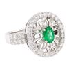 Image 1 : 1.16 ctw Oval Mixed Emerald And Round Brilliant Cut Diamond Ring - 14KT White Go