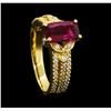 Image 4 : 1.50 ctw Pink Tourmaline And Diamond Ring - 18KT Yellow Gold