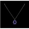 Image 2 : GIA Cert 28.43 ctw Tanzanite and Diamond Pendant With Chain - 14KT White Gold