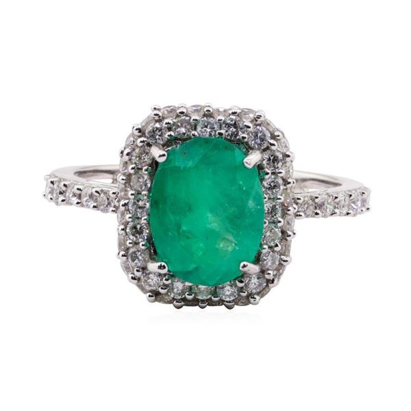 1.96 ctw Emerald and Diamond Ring - 14KT White Gold