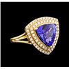 Image 1 : 14KT Yellow Gold 4.45 ctw Tanzanite and Diamond Ring