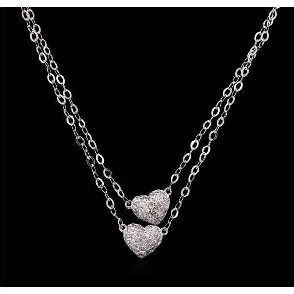 0.40 ctw Diamond Heart Necklace - 14KT White Gold