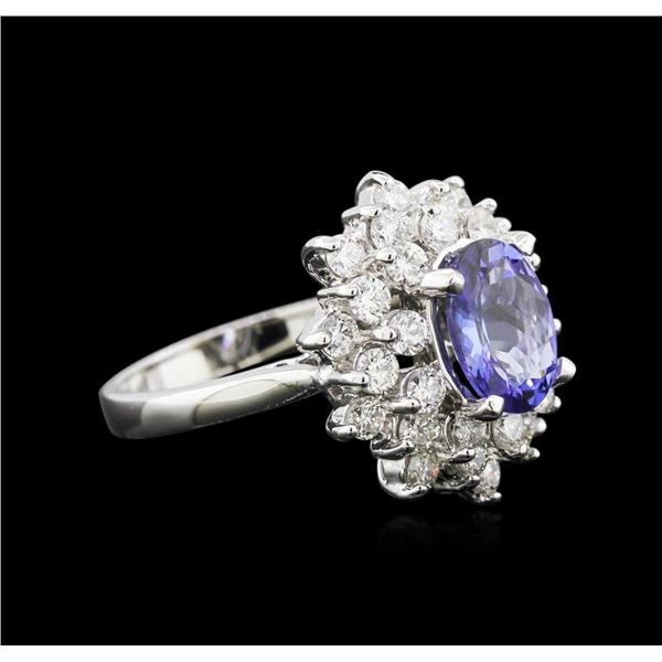 1.70 ctw Tanzanite and Diamond Ring - 14KT White Gold