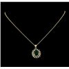 Image 1 : 3.20 ctw Emerald and Diamond Pendant With Chain - 14KT Yellow Gold