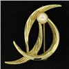 Image 1 : 14k Solid Yellow Gold German 5.9mm Round Cultured Pearl Textured Bird Brooch Pin