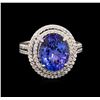 Image 2 : 5.02 ctw Tanzanite and Diamond Ring - 14KT White Gold