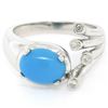 Image 3 : 14kt White Gold 1.23 ctw Cabochon Turquoise and Diamond Cocktail Ring