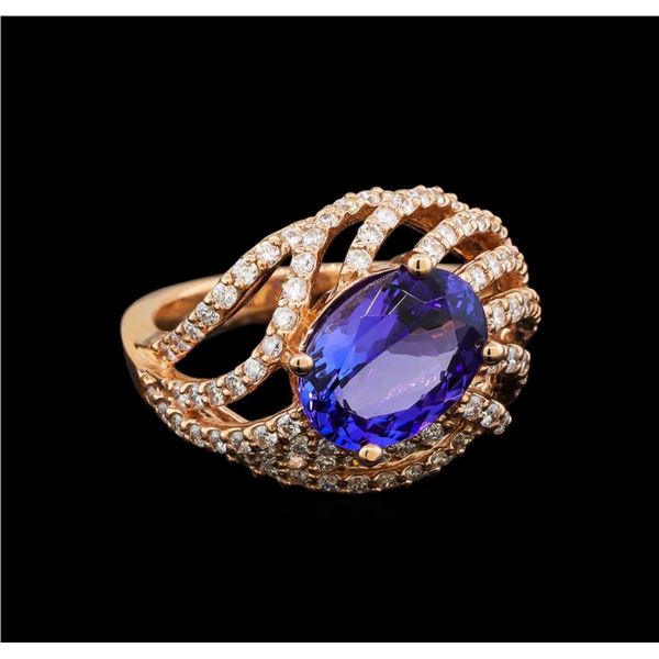 14KT Rose Gold 3.37 ctw Tanzanite and Diamond Ring