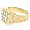 Image 3 : Mens 14K Two Tone Gold Nugget Design .90 ctw Round BRILLIANT Diamond Cluster Rin