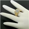 Image 8 : Mens 14K Two Tone Gold Nugget Design .90 ctw Round BRILLIANT Diamond Cluster Rin