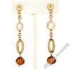 Image 1 : 14kt Yellow Gold Polished and Textured Link Briolette Bead Citrine Dangle Earrin