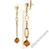 Image 3 : 14kt Yellow Gold Polished and Textured Link Briolette Bead Citrine Dangle Earrin