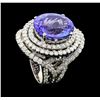 Image 4 : 13.82 Tanzanite and Diamond Ring - 14KT White Gold