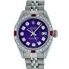 Image 2 : Rolex Ladies Stainless Steel Purple Diamond & Ruby 26MM Datejust Wristwatch