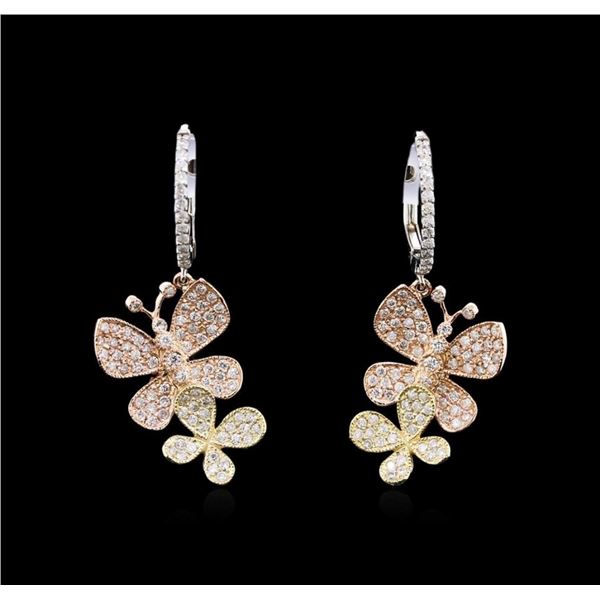 1.25 ctw Diamond Earrings - 14KT Tri-Color Gold