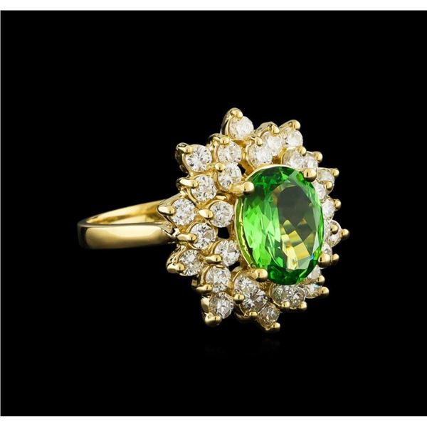 2.00 ctw Tsavorite and Diamond Ring - 14KT Yellow Gold