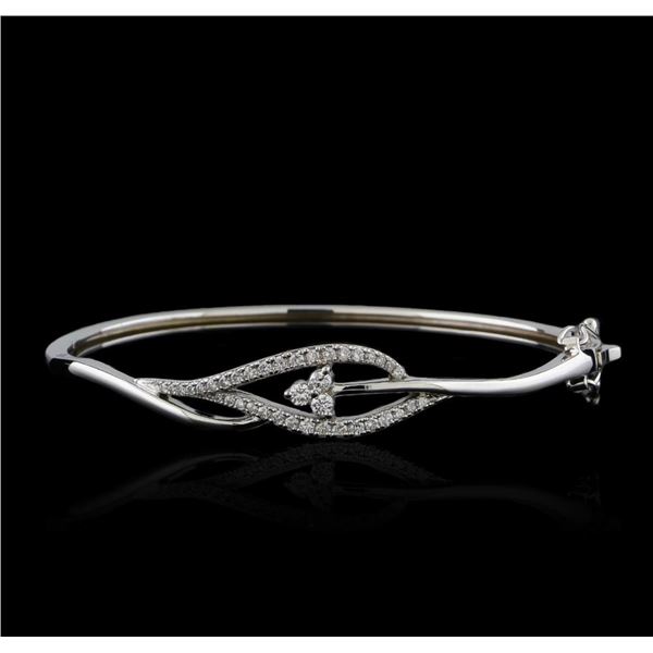 0.61 ctw Diamond Bangle Bracelet - 14KT White Gold