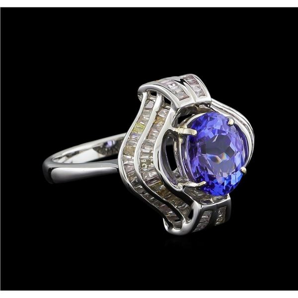 2.73 ctw Tanzanite and Diamond Ring - 18KT White Gold