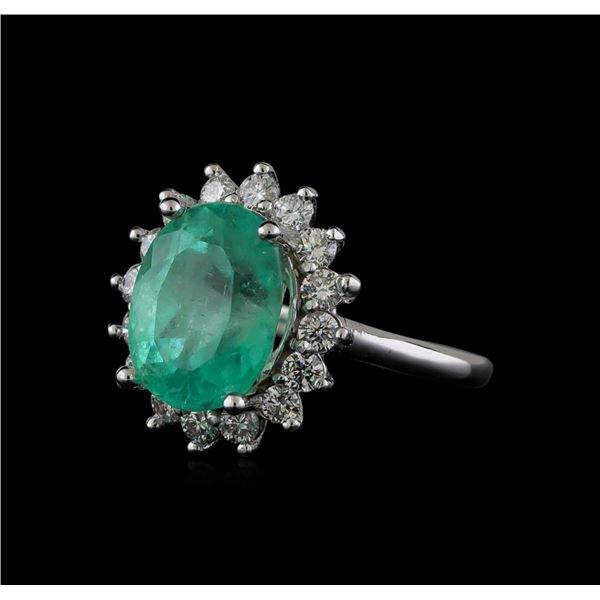 5.89 ctw Emerald and Diamond Ring - 14KT White Gold