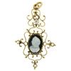 Image 2 : Antique Victorian 14kt Yellow Gold Cameo and Diamond Open Work Locket Pendant