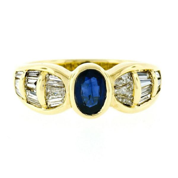 Trevi 18kt Yellow Gold 1.90 ctw Oval Sapphire & Baguette Diamond Ring