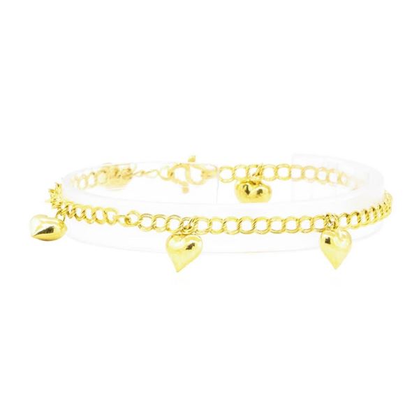 Heart Charm Bracelet - 22KT Yellow Gold