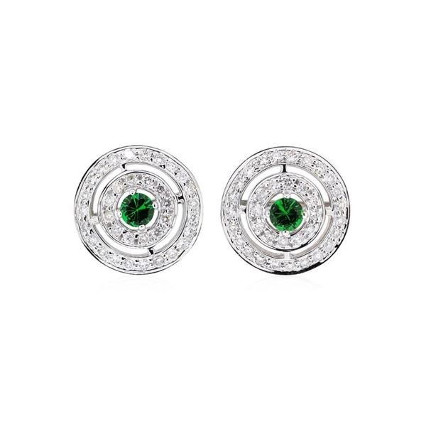 1.73 ctw Round Brilliant Tsavorite Garnets And Round Brilliant Cut Diamond Earri