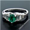 Image 2 : 14kt White Gold 1.33 ctw Emerald Solitaire and Baguette Diamond Step Ring