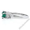 Image 3 : 14kt White Gold 1.33 ctw Emerald Solitaire and Baguette Diamond Step Ring