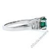 Image 4 : 14kt White Gold 1.33 ctw Emerald Solitaire and Baguette Diamond Step Ring