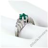 Image 8 : 14kt White Gold 1.33 ctw Emerald Solitaire and Baguette Diamond Step Ring