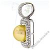 Image 3 : 14k White Gold Golden Pearl and 3.00 ctw Diamond Square Enhancer Slide Pendant