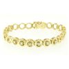 Image 1 : 14k Solid Yellow Gold Round Brilliant Diamond Circle Open Link 7 Inch Bracelet