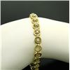 Image 3 : 14k Solid Yellow Gold Round Brilliant Diamond Circle Open Link 7 Inch Bracelet