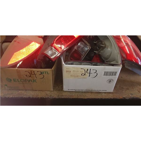 2 boxes of assorted tailights & mirrors