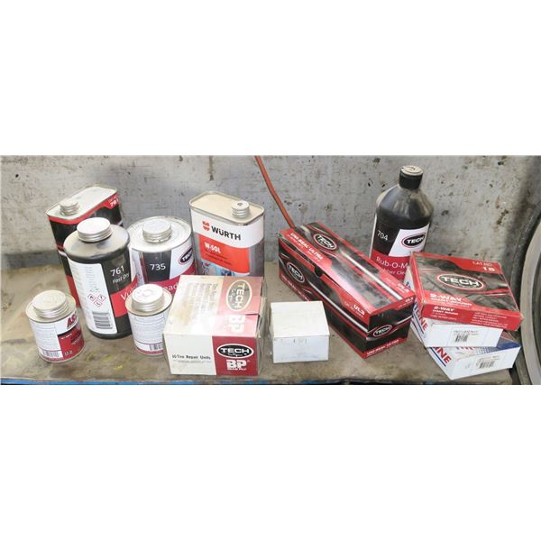 lot of misc tire repair supplies