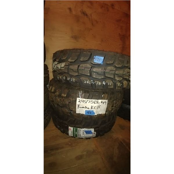 (3) KUMHO 245/75R16, 3 TIMES BID PRICE
