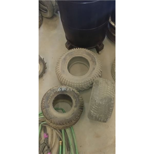 3 tires (1) 24/9/11, (1) 215/60/8, (1) 18/9.50/8