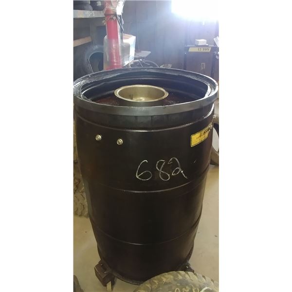 45 gallon oil catch barrel on casters